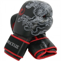 Bruce Lee Deluxe Boxhandschuhe Schwarz mit Rot 16 OZ